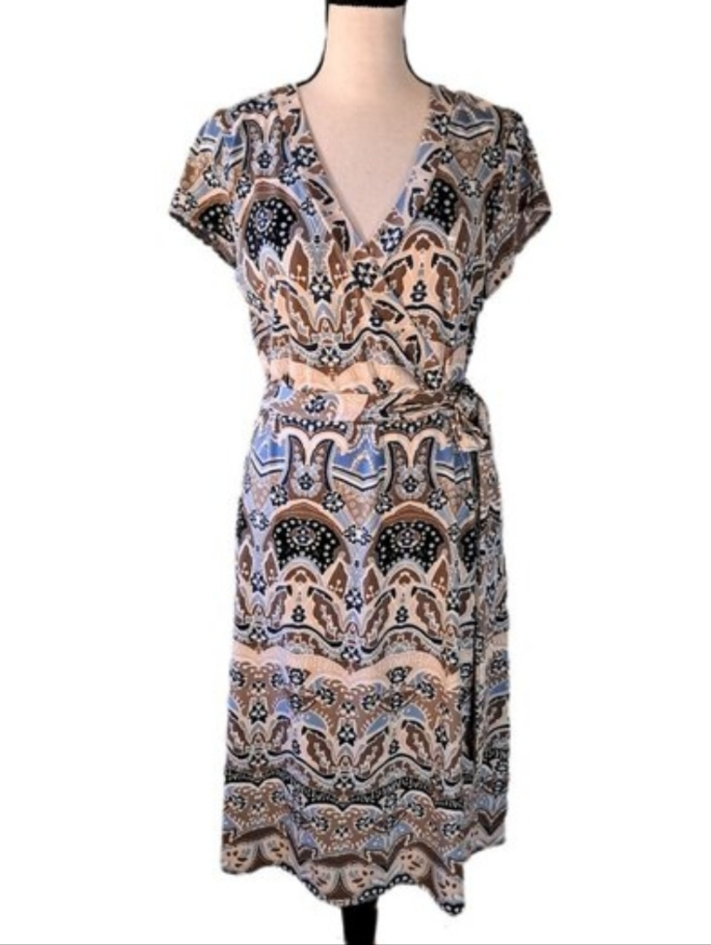 Vintage 90s Axcess a Liz Claiborne Co Boho Whimsy Silky Faux Wrap Dress Size L